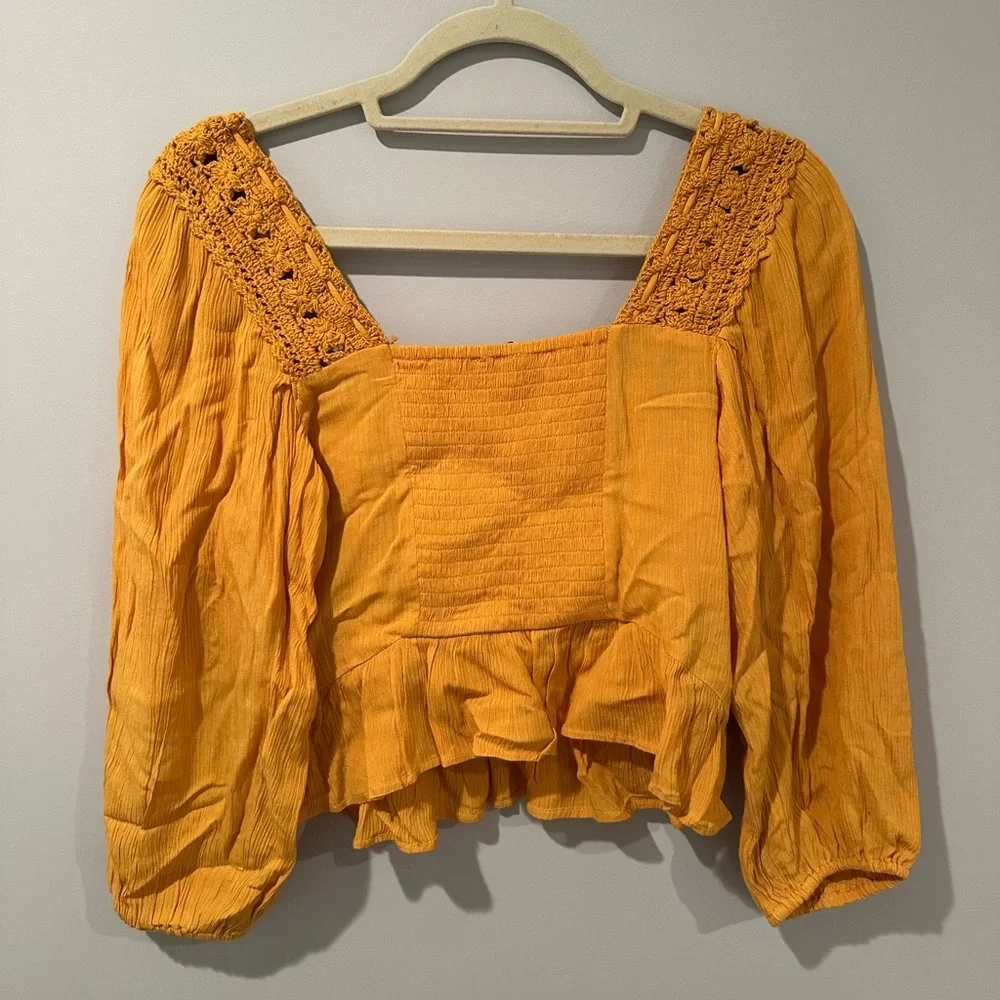 American Eagle - Yellow/orange Crochet Boho Top - Picture 2 of 3